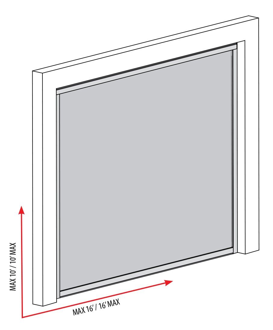 Vue isom&eacute;trique d'une fen&ecirc;tre rectangulaire, montrant les dimensions indiqu&eacute;es en rouge.