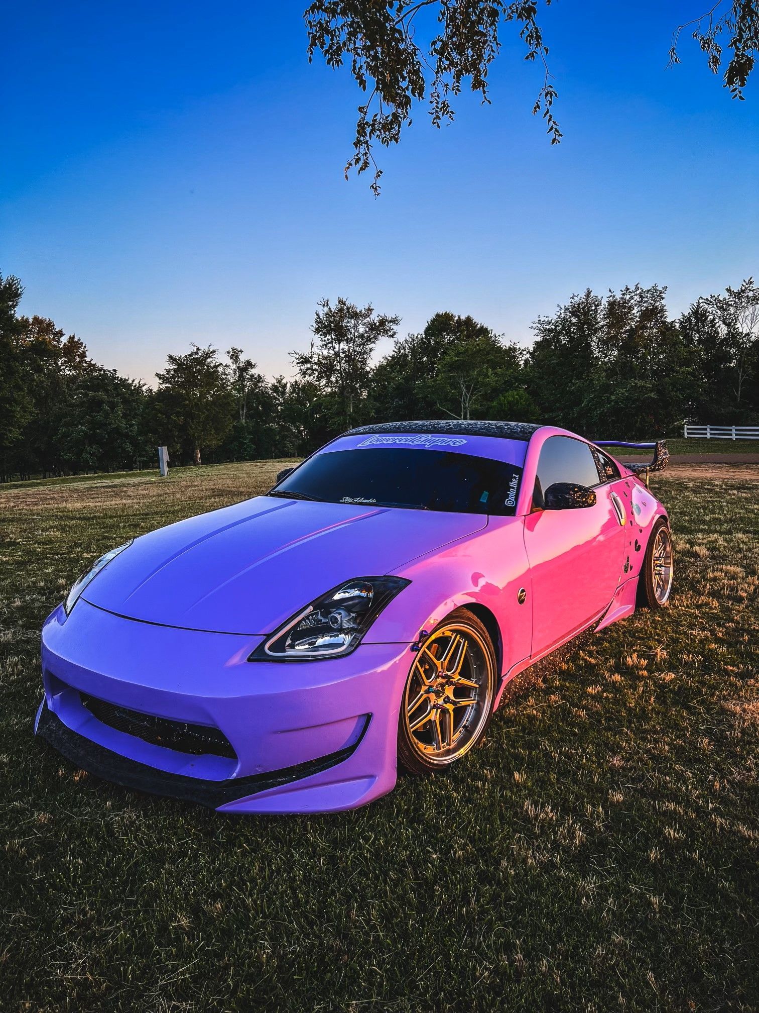 2006 Nissan 350Z with a lavender purple wrap, known as 'Zola the Z'