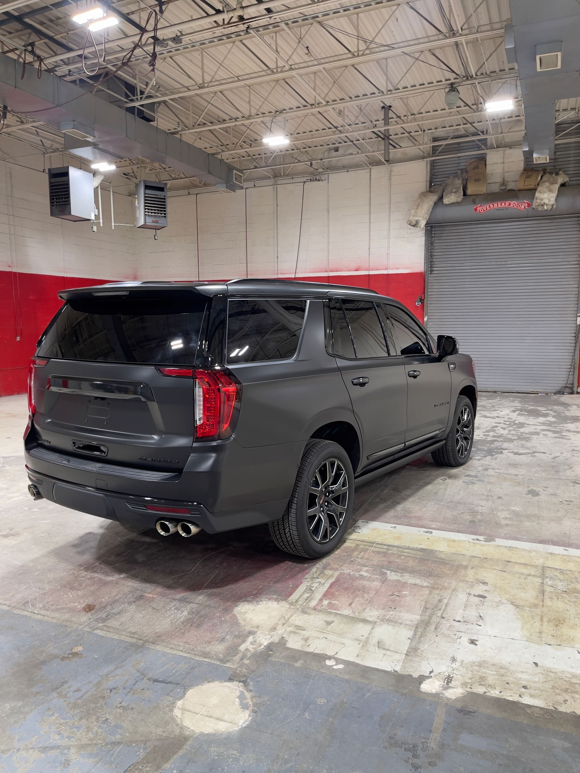 Rear three-quarter view of completed SUV tint