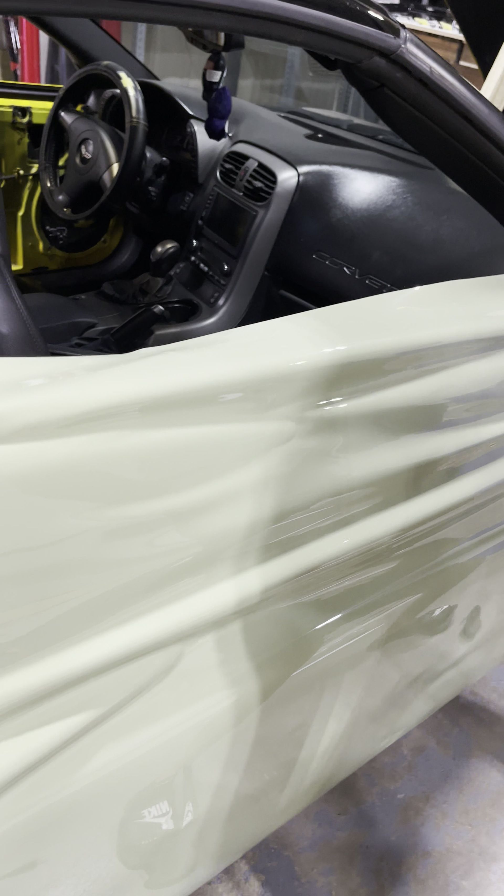 Smooth vinyl wrap installation close-up