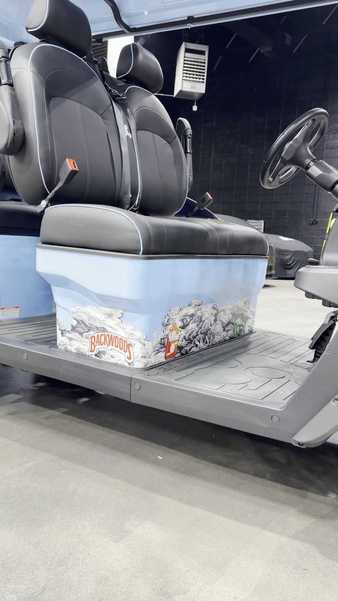 Rear seat box wrap on the Cloud 9 golf cart