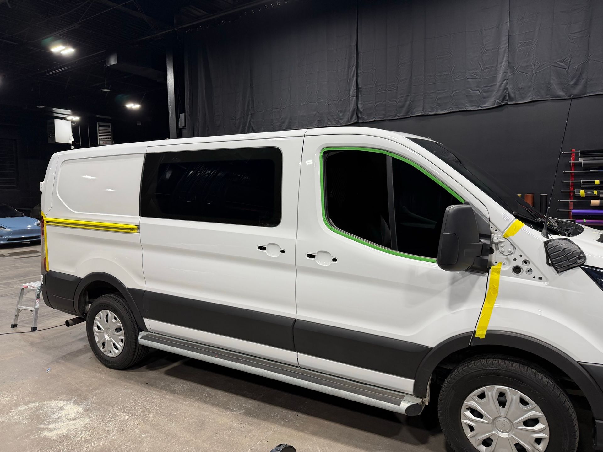White Ford Transit van before the Double Take wrap