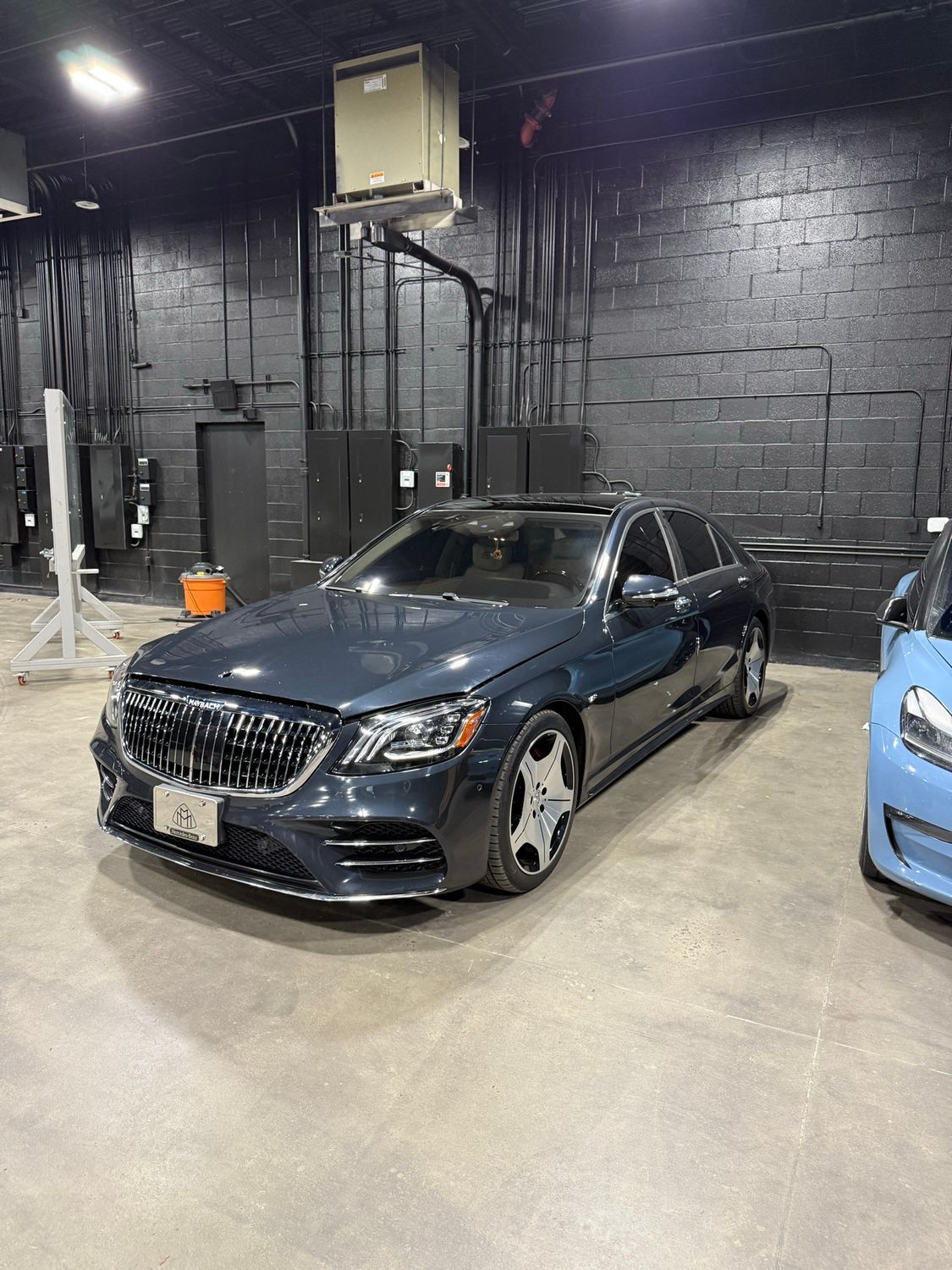 Mercedes S-Class in factory grey before wrap