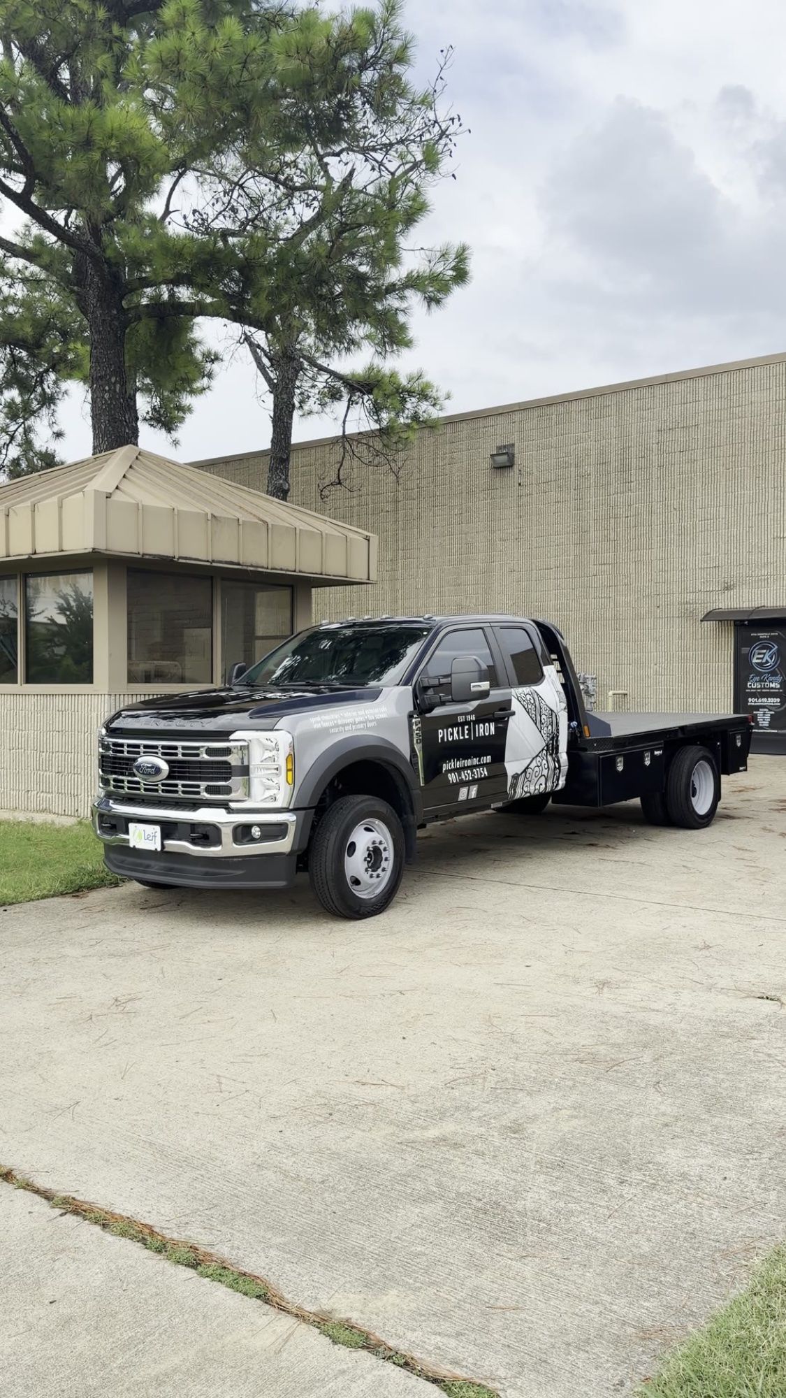Pickle Iron truck wrap ready for delivery outside the shop