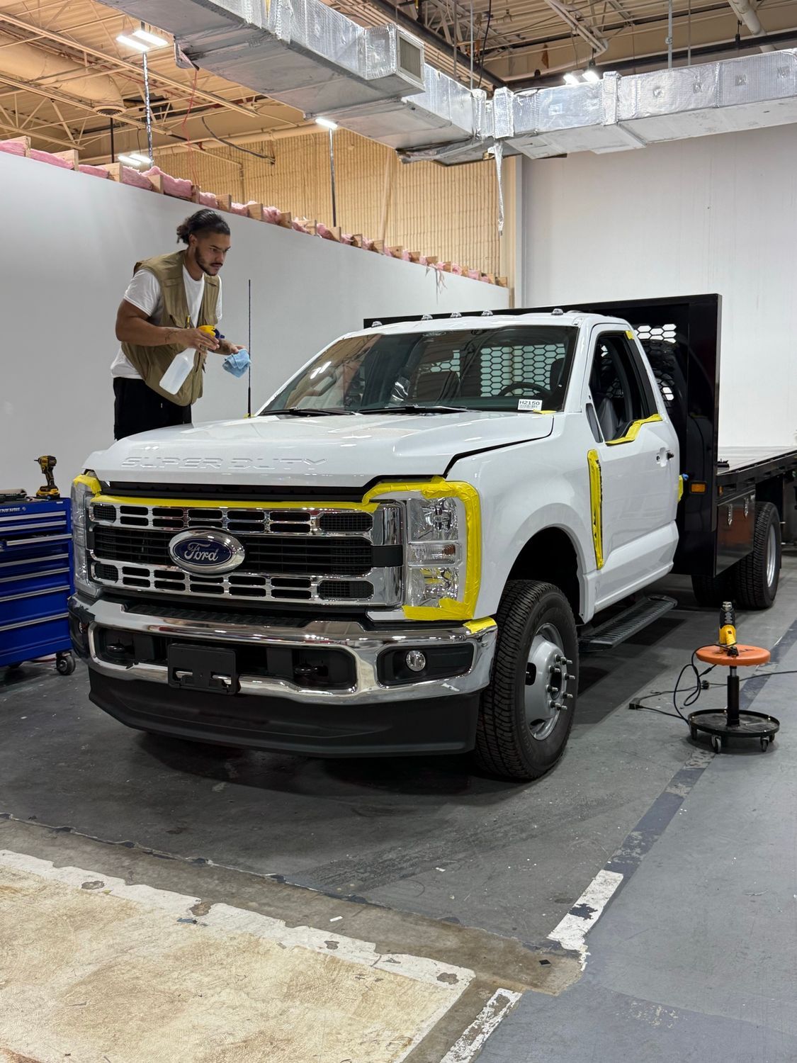 Pickle Iron truck being prepped for wrap in the shop
