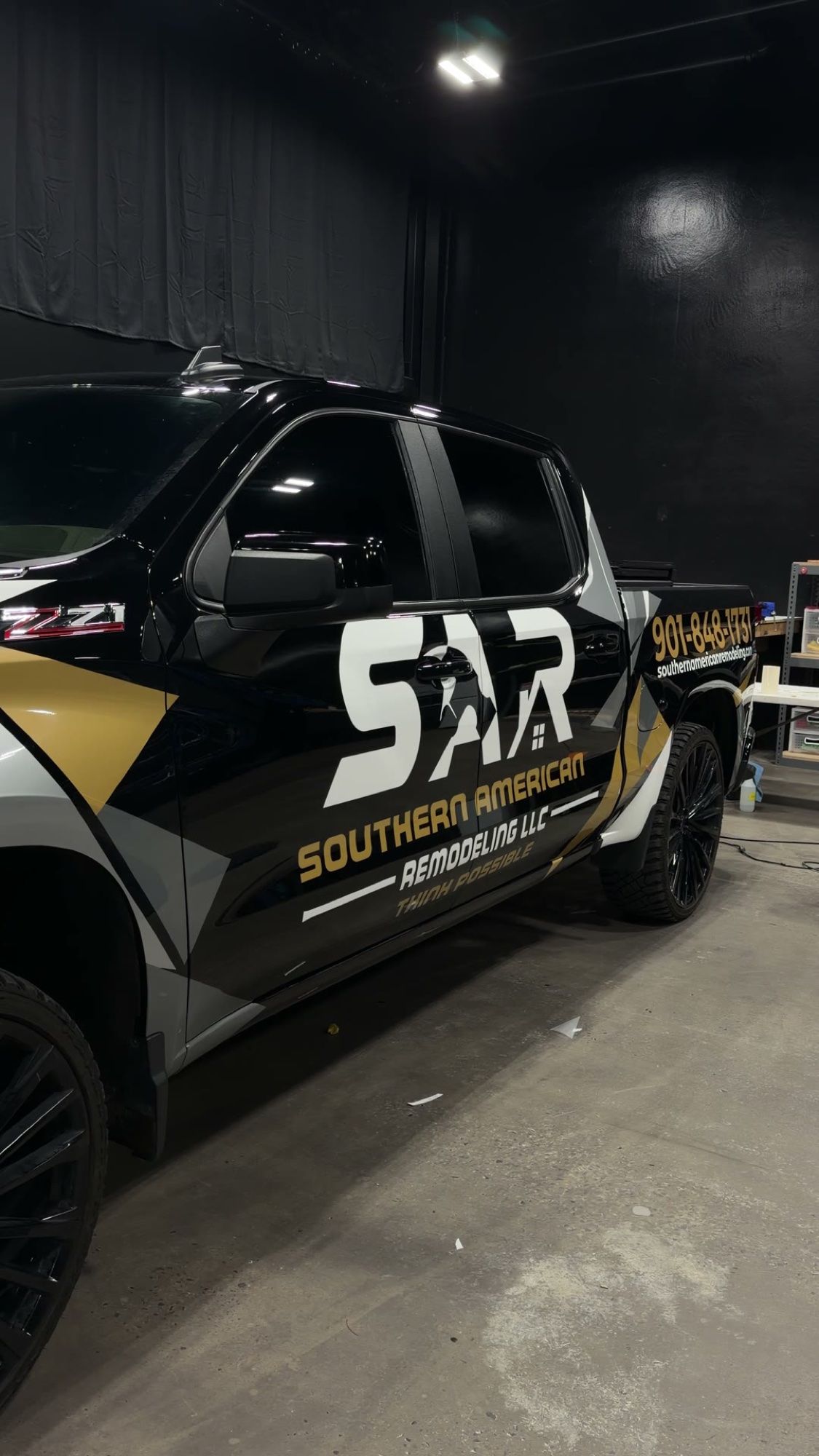 SAR logo on the door of the remodeling truck