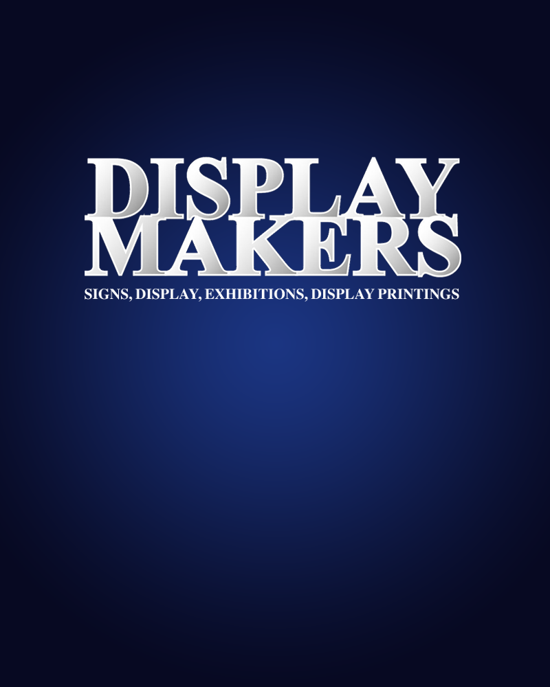 The logo for display makers is on a blue background.