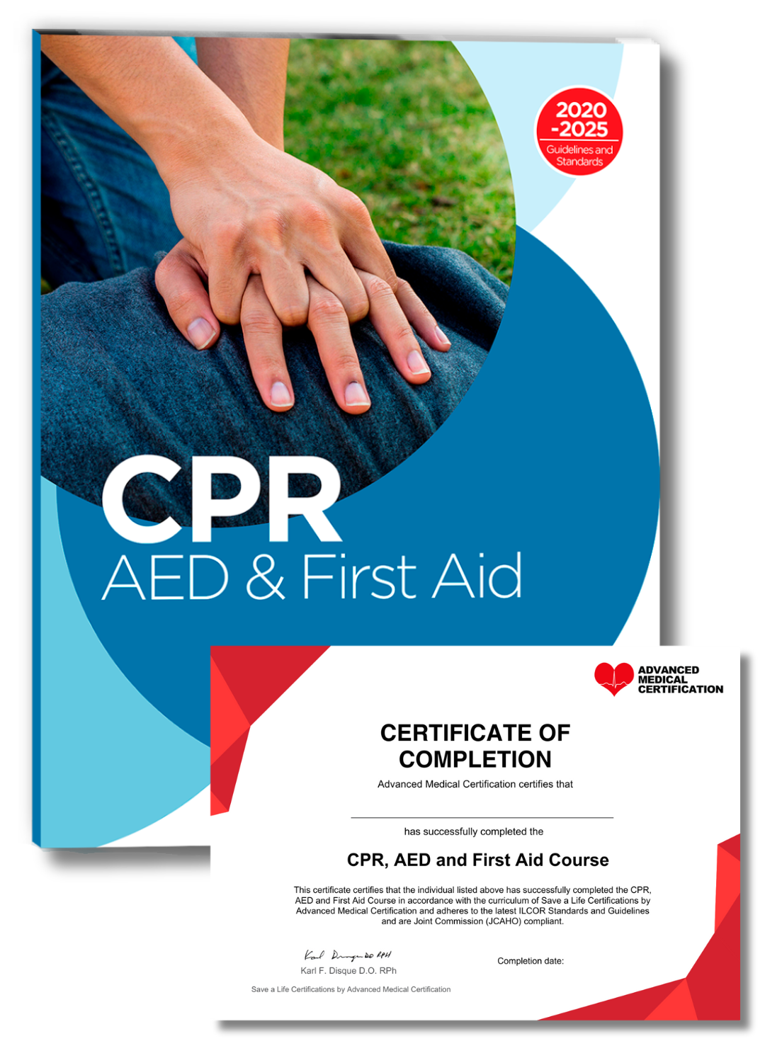 CPR AED & First Aid course booklet and certificate