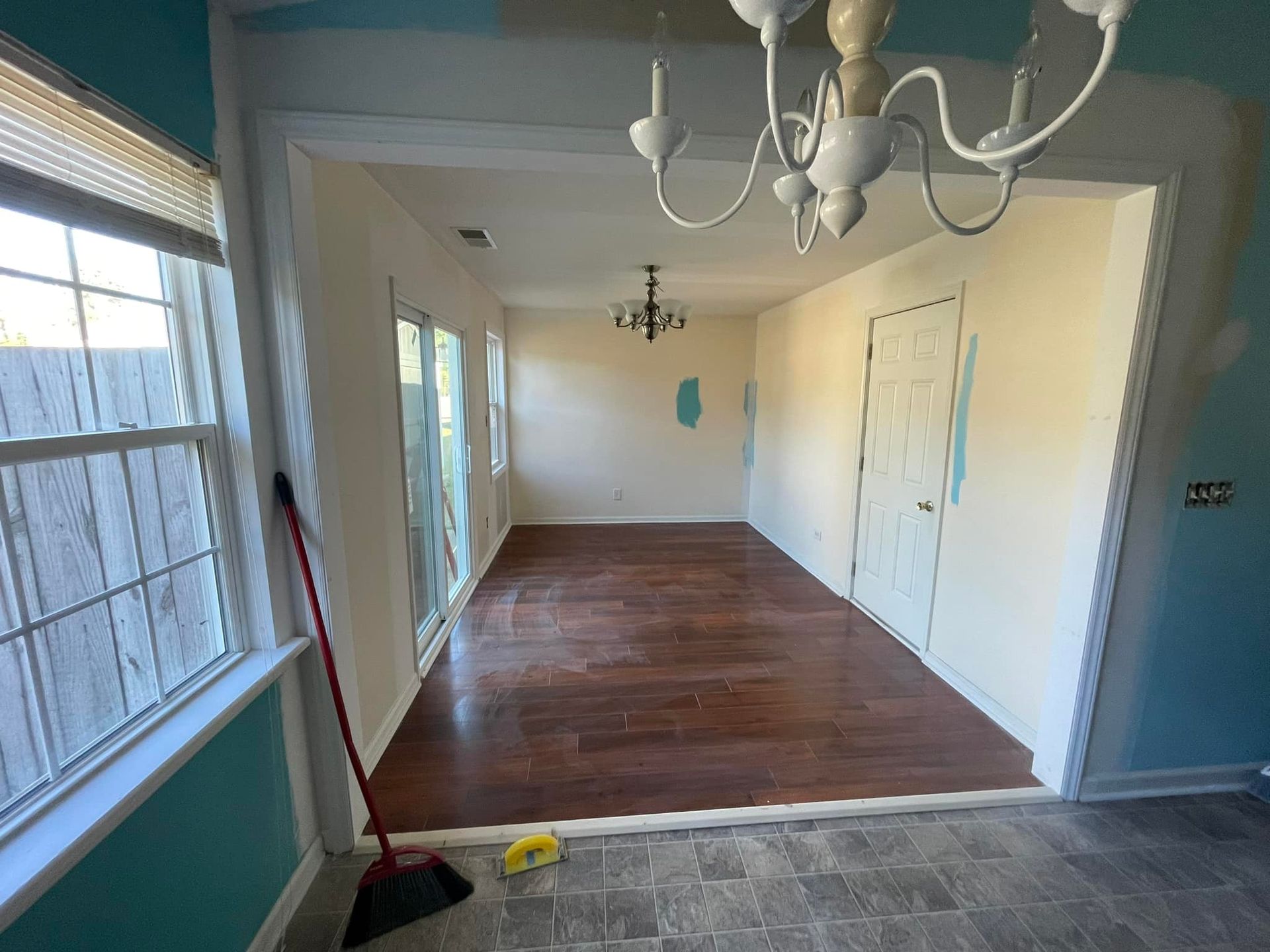 There is a broom in the middle of the room.