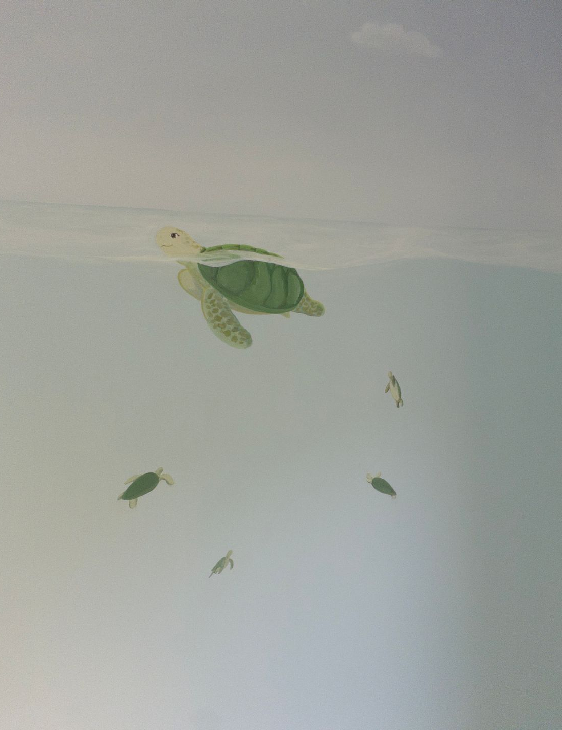 onderwater muurschildering schildpad

