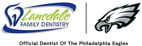 Wandale Family Dentistry logo with Philadelphia Eagles logo and &ldquo;Official Dentist Of The Philadelphia Eagles&rdquo; text