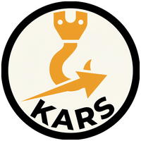 Black-and-orange KARS logo with a stylized arrow and crown inside a circle