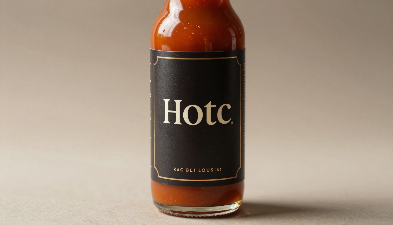 Restaurant branded hot sauce bottle