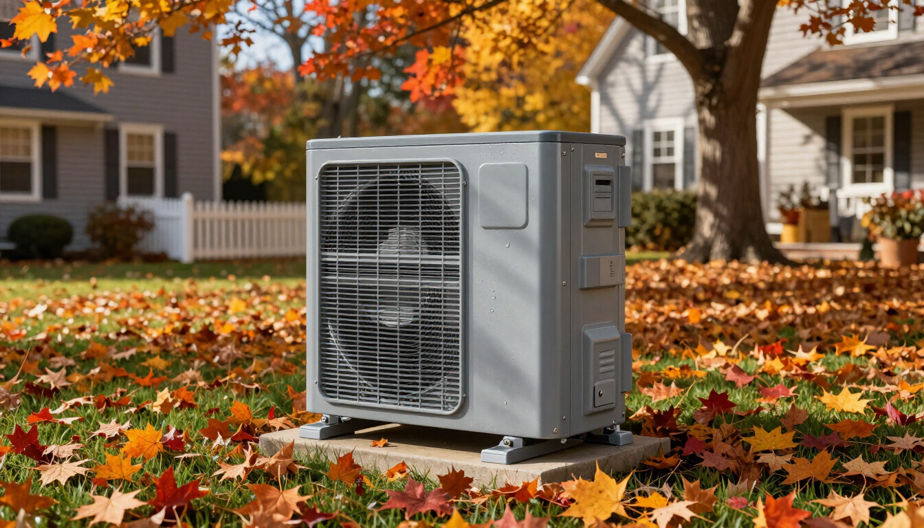HVAC technician performing seasonal maintenance on a home heating system.