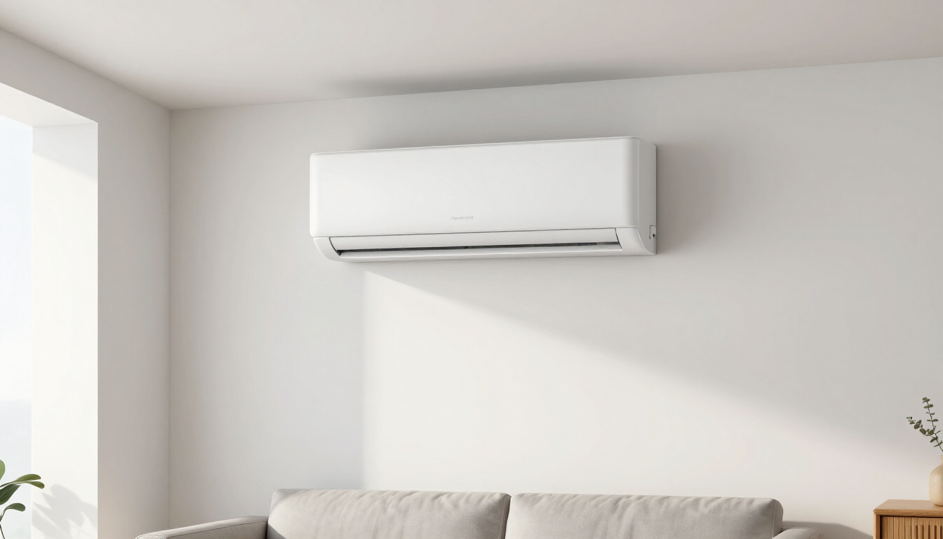 A modern wall-mounted mini-split indoor unit providing climate control.