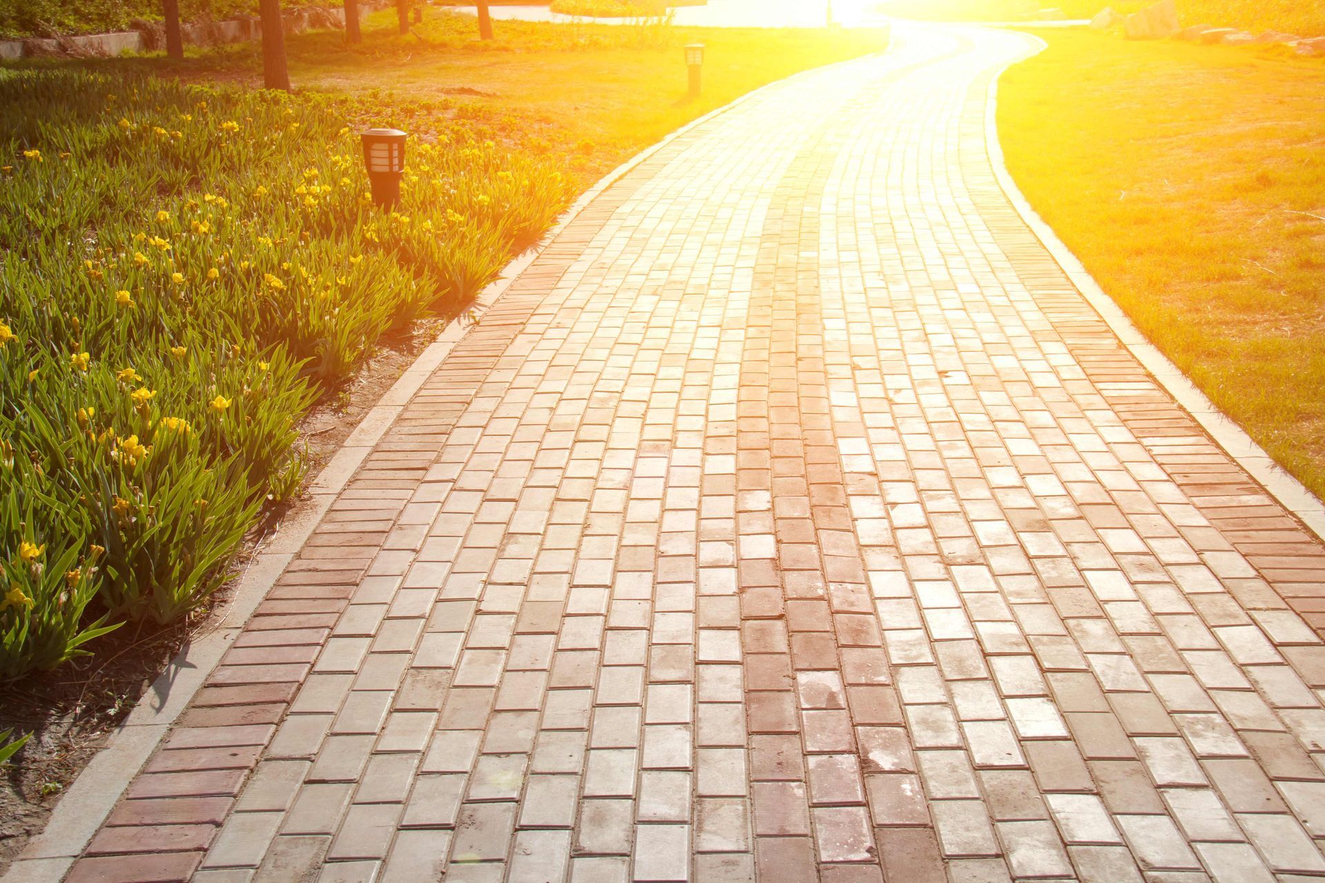 outdoor walkway with sunlight on it