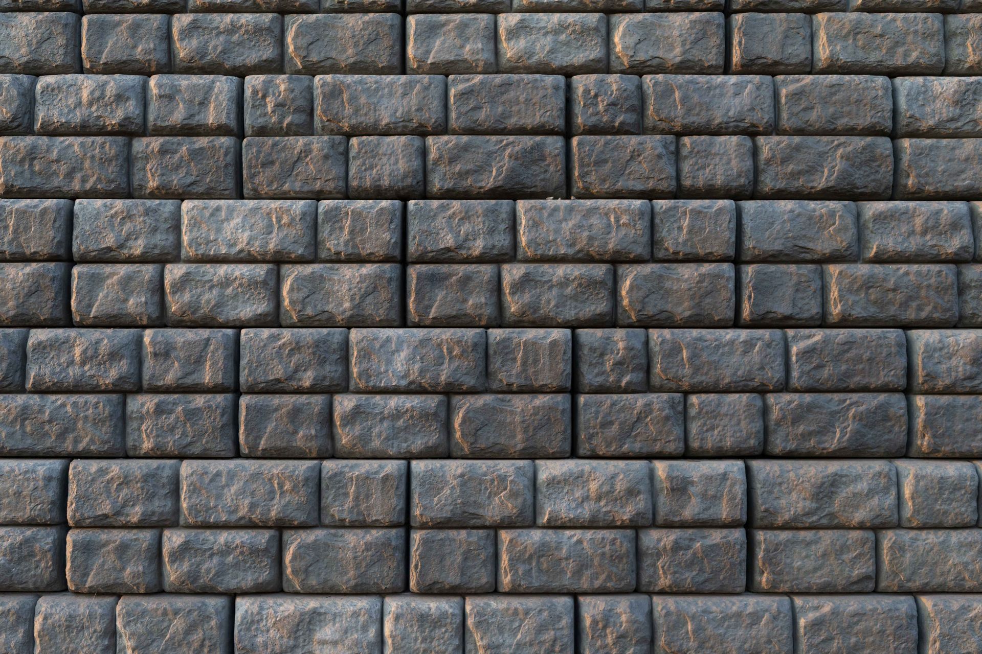 A front view of a retaining wall