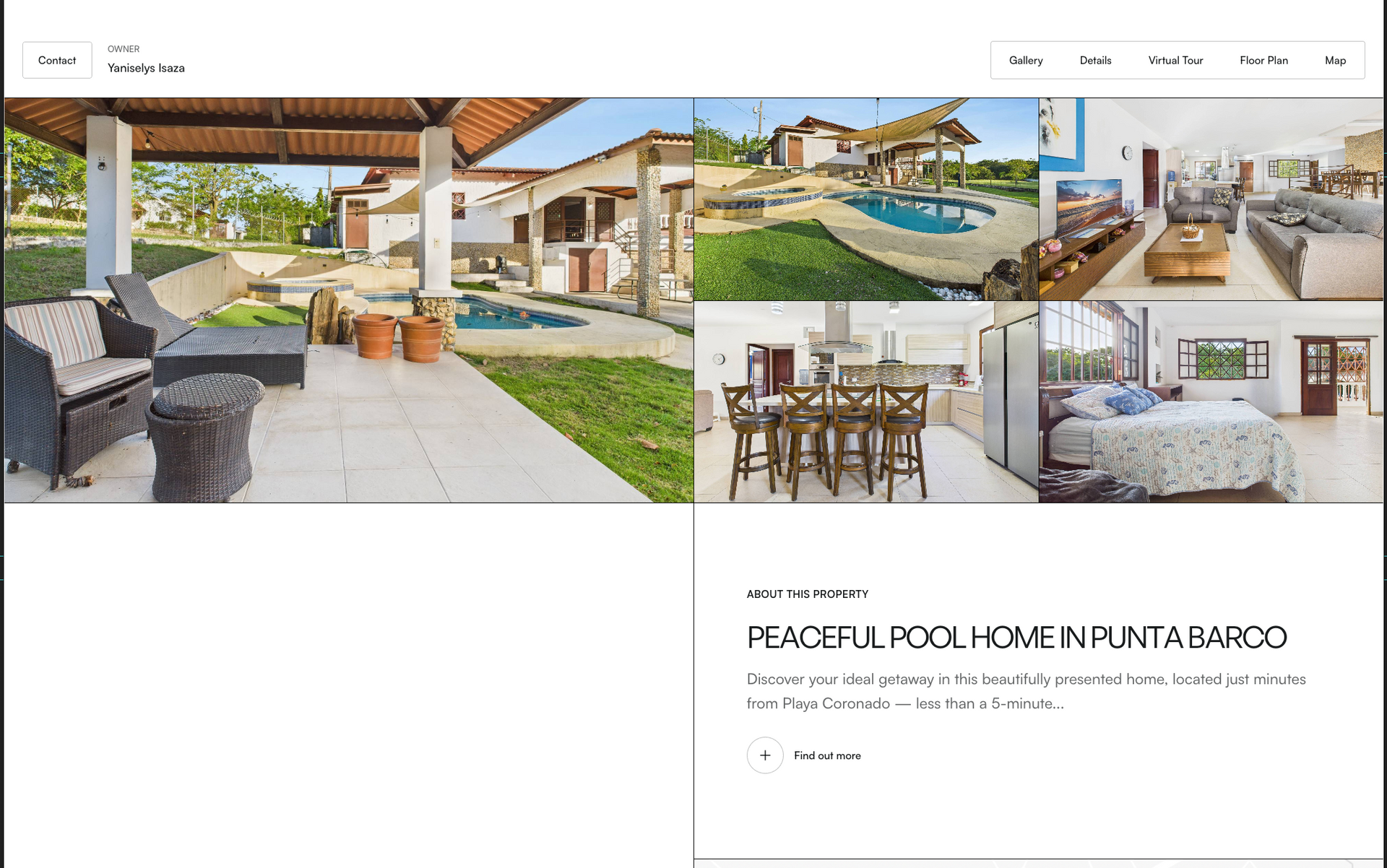 Tranquila casa con piscina en Punta Barú, con asientos al aire libre, piscina y varias tomas interiores.