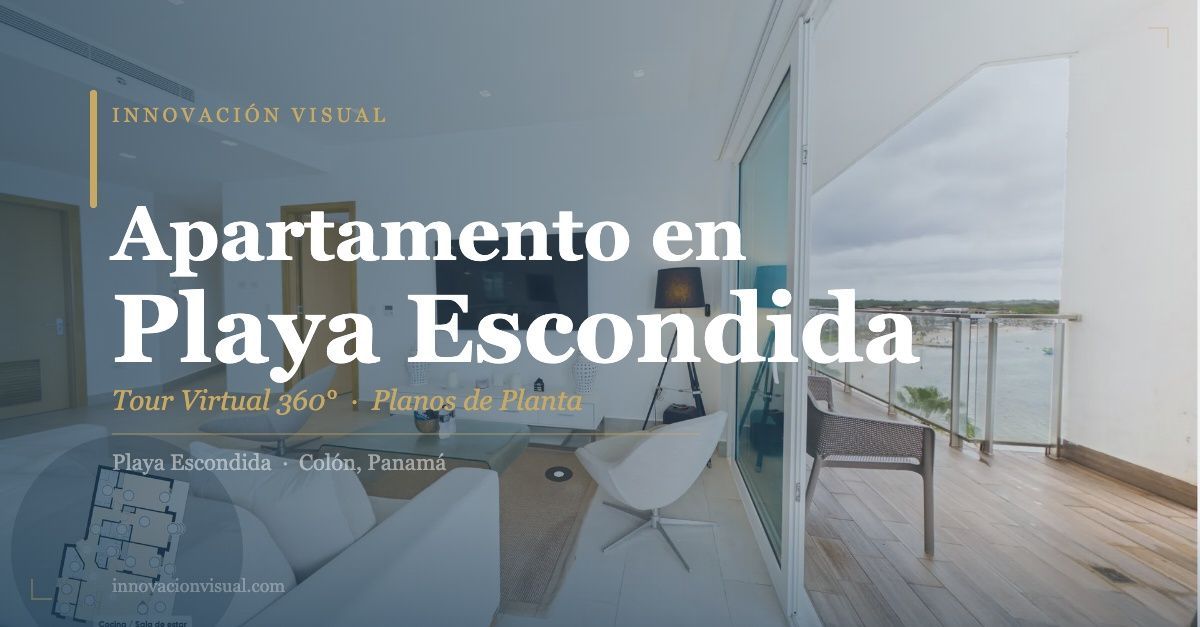 Apartamento vacacional en Playa Escondida Colón Panamá con tour virtual y planos de planta realizado