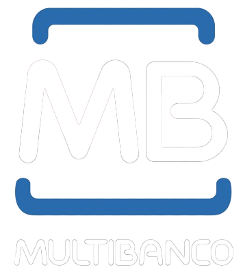 Um logotipo azul e branco para uma empresa chamada multibanco.