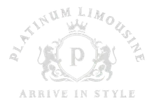 Platinum Limousine logo with crowned &ldquo;P&rdquo; crest and slogan &ldquo;Arrive in Style&rdquo;