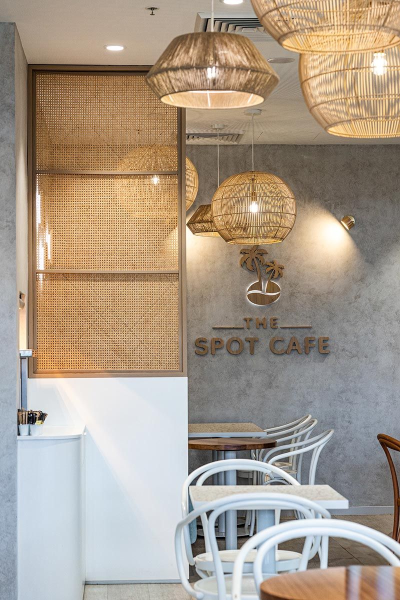Cafe Interior With Wicker Pendant Lights — JMB Electrical Services In Port Kembla, NSW