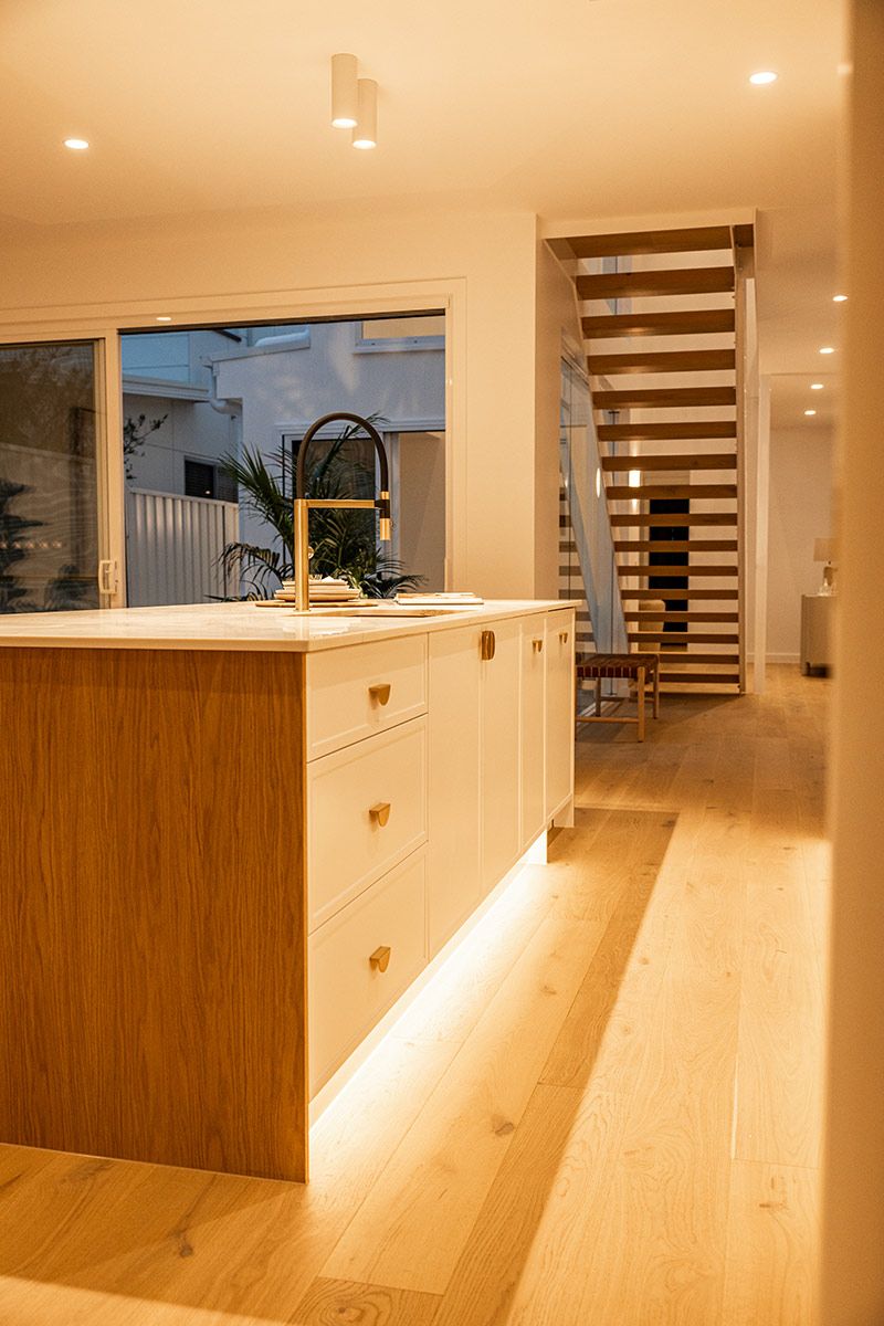 Kitchen Interior Featuring a Wooden Island — JMB Electrical Services In Port Kembla, NSW