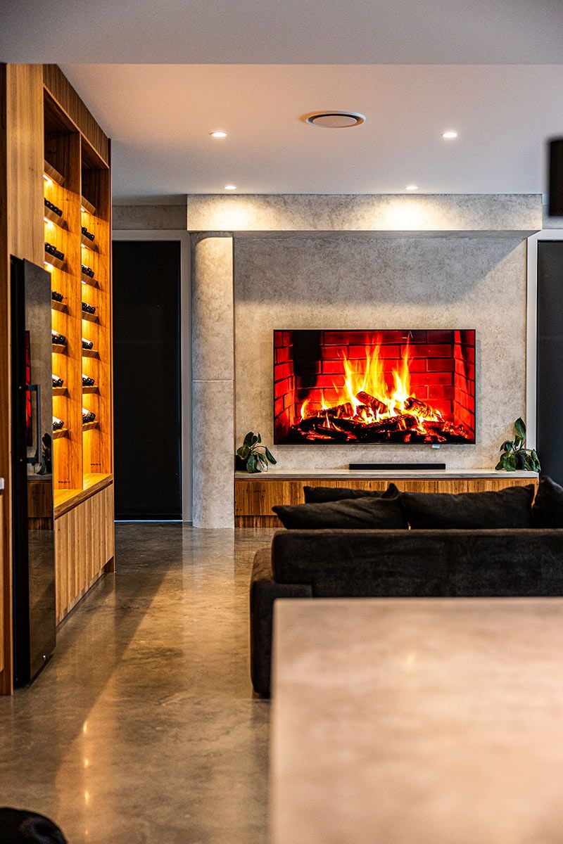 Modern Living Room With a Large TV — JMB Electrical Services In Port Kembla, NSW