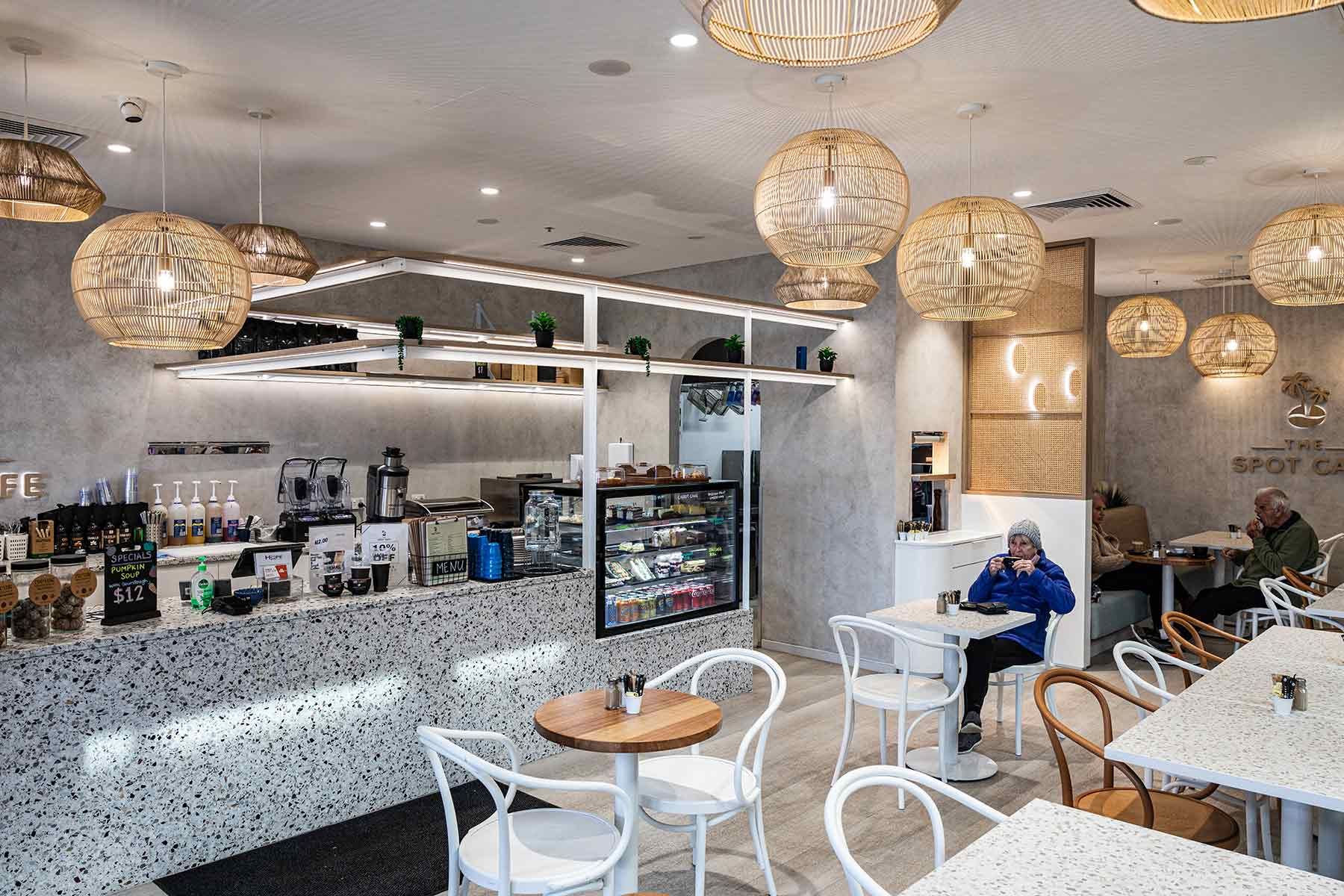 Cafe Interior With Modern Wicker Lights — JMB Electrical Services In Port Kembla, NSW