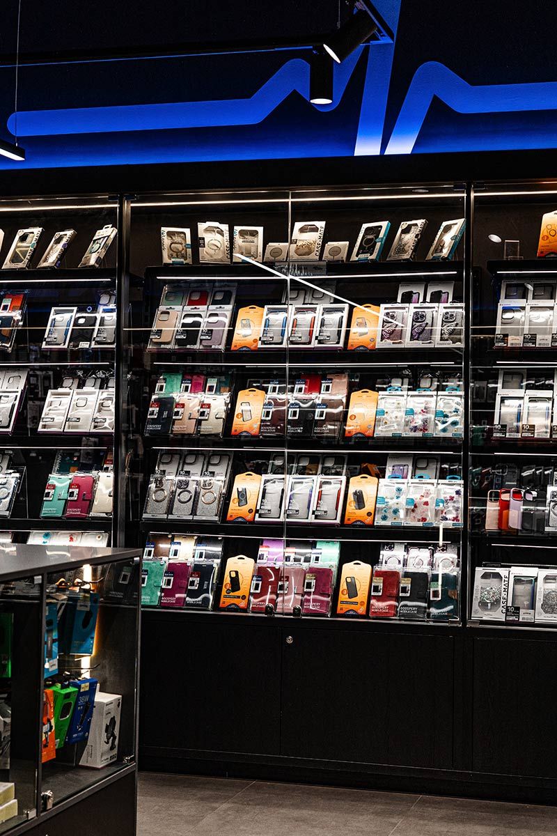 Display of Various Phone Cases and Accessories in a Store — JMB Electrical Services In Port Kembla, NSW