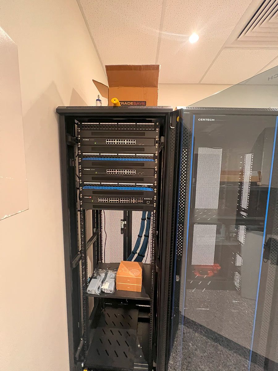 Open Rack Containing Network Switches and Cables — JMB Electrical Services In Port Kembla, NSW