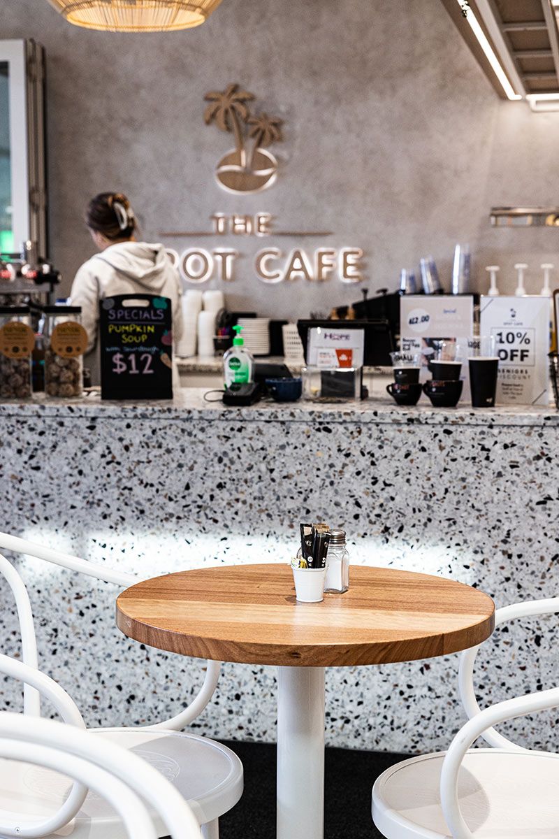 Modern Cafe Interior With Terrazzo Counter — JMB Electrical Services In Port Kembla, NSW