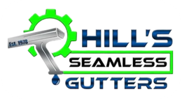 A logo for a company called hill 's seamless gutters