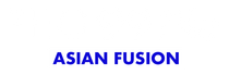 Blue &ldquo;ASIAN FUSION&rdquo; text on a white background