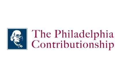 Logo for The Philadelphia Contributorship: Benjamin Franklin portrait in blue square, company name in red.