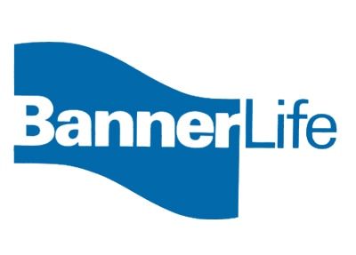 Banner Life logo with a blue stylized banner shape and white text.