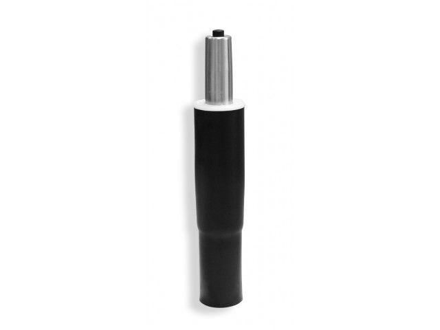 Cilindro pneumático para cadeira nas cores preto e prata.