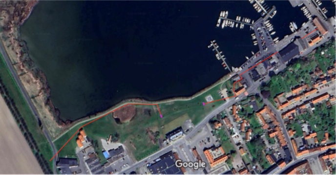 En luftfoto af Præstøs havneområde.