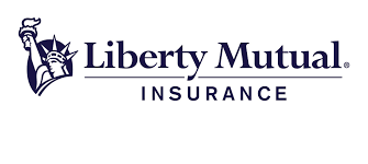 Liberty Mutual Insurance logo in blue text with the Liberty torch icon on a white background
