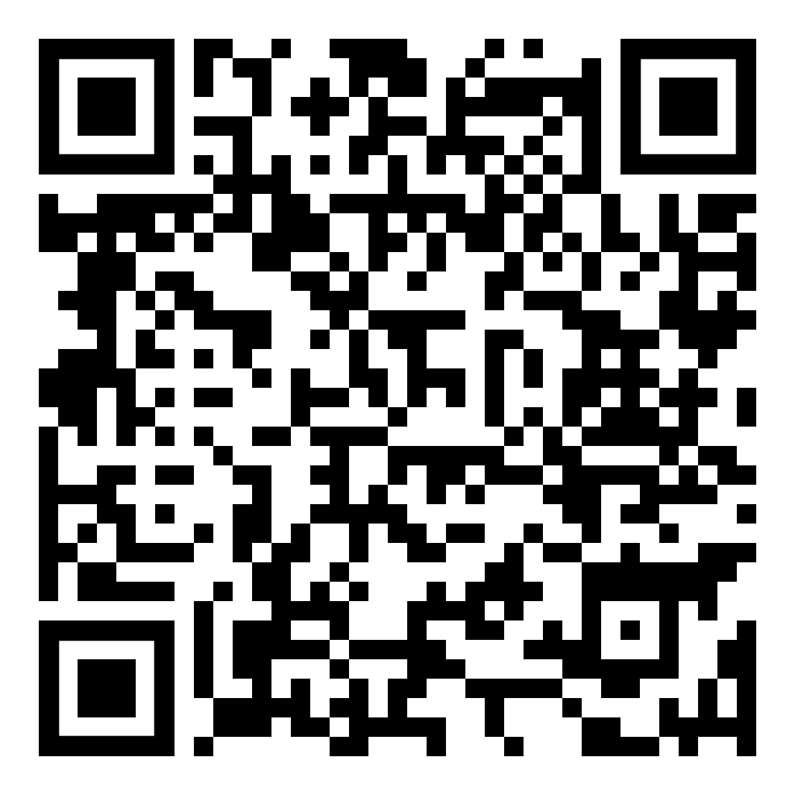 QR code with a pattern of black and white squares.