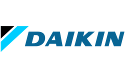 Daikin logo: A stylized blue and black