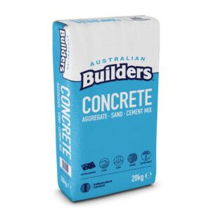 Blue bag of Australian Builders Concrete mix, 20 kg, with white and blue lettering. — Wodonga Sand & Soil in Wodonga, VIC