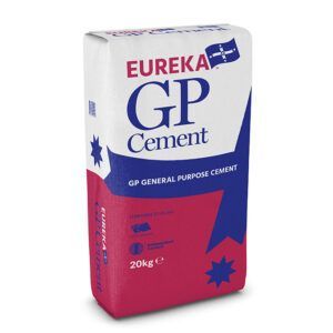 Bag of Eureka GP General Purpose Cement, white, red, and blue, 20kg. — Wodonga Sand & Soil in Wodonga, VIC