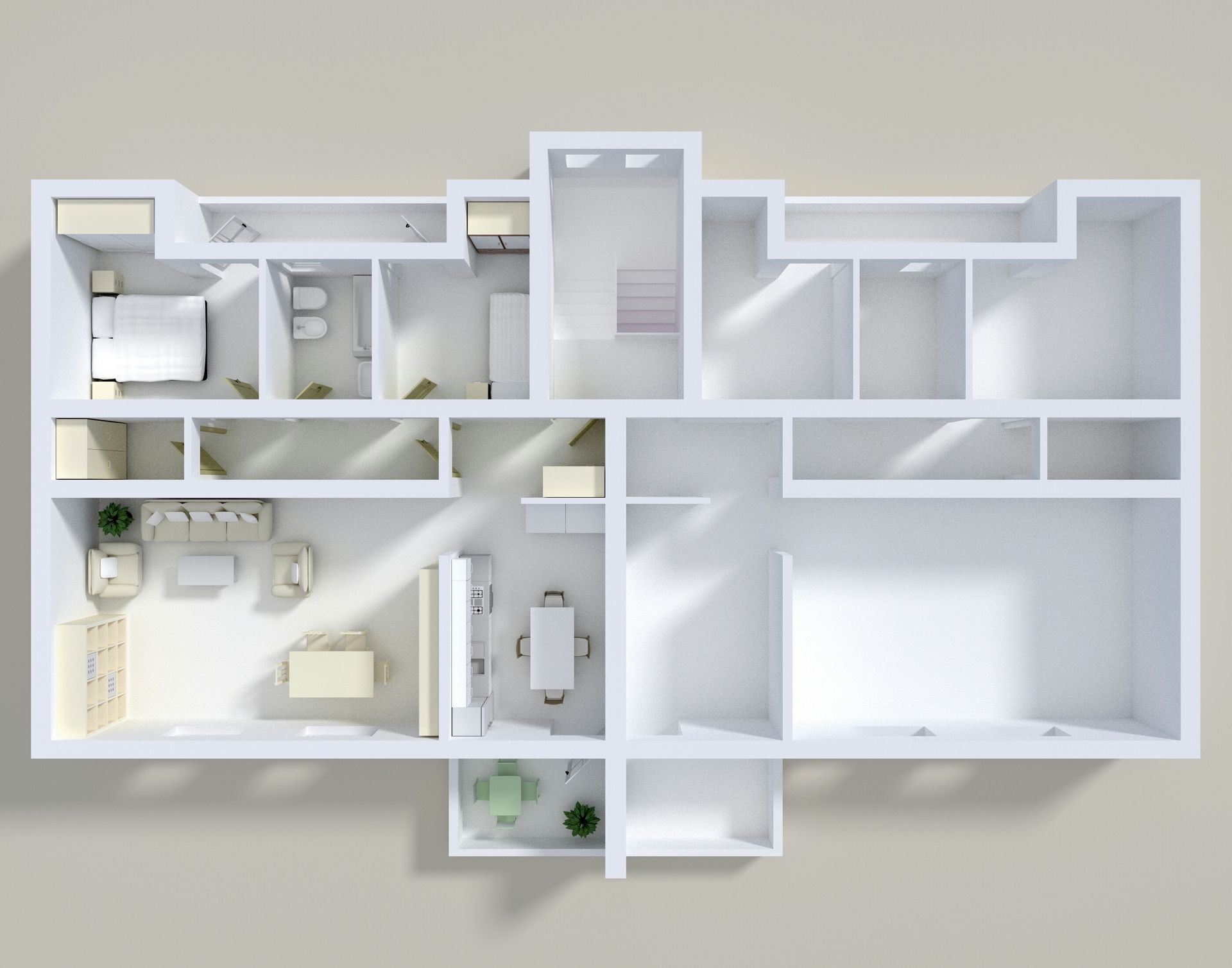 An Aerial View of A Floor Plan of A House.