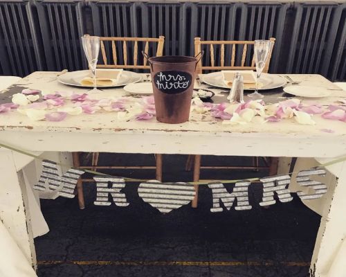 Wedding table set for two with 