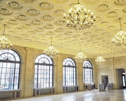 Ariel Pearl Center Events Room With Chandelier Lights