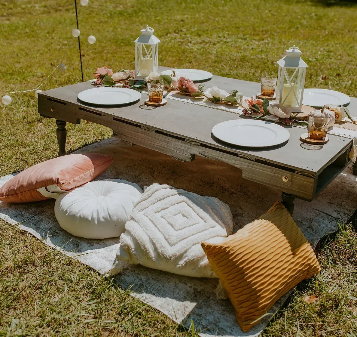 Wood table picnic area