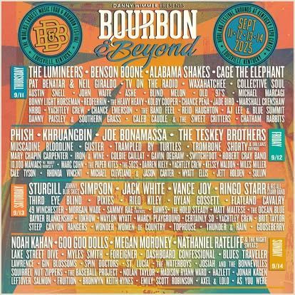 A poster for the bourbon & beyond music festival