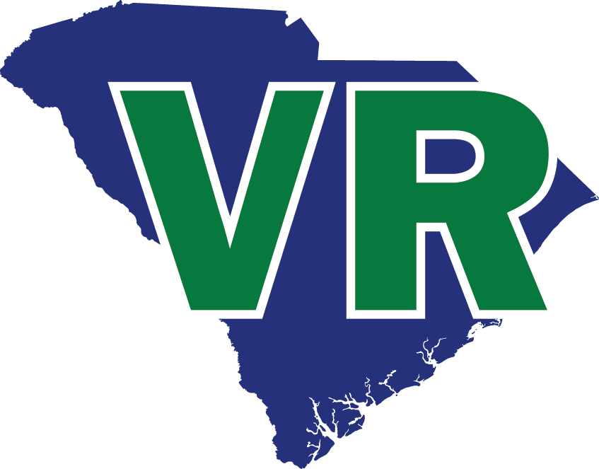 Blue South Carolina map with green