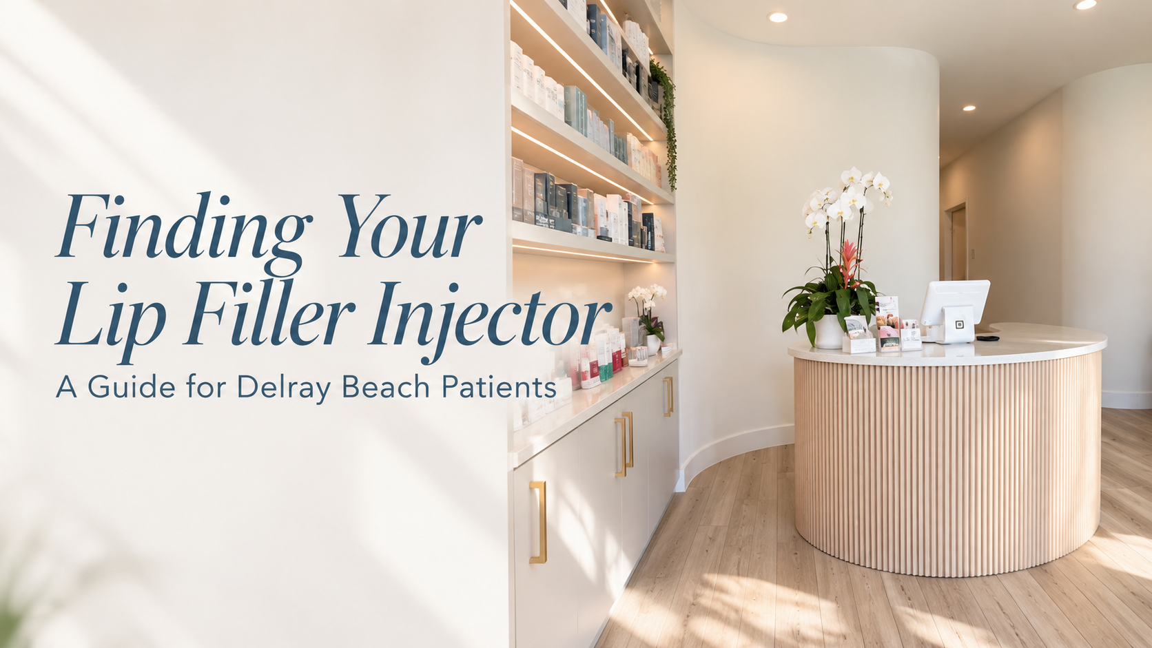 Welcoming Boca Raton med spa reception for patients seeking the best lip filler injector near Delray